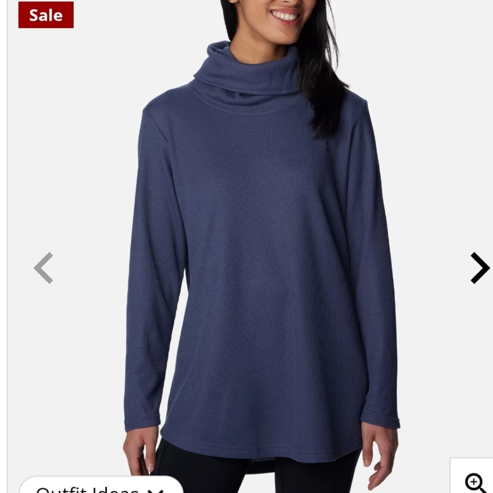❤️ COLUMBIA HOLLY HIDEAWAY WAFFLE KNIT THERMAL COWL NECK PULLOVER TOP, XL